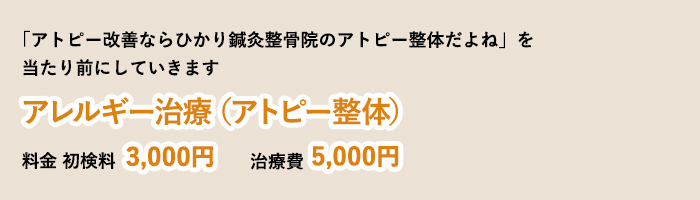 アレルギー治療（アトピー整体）　5,000円